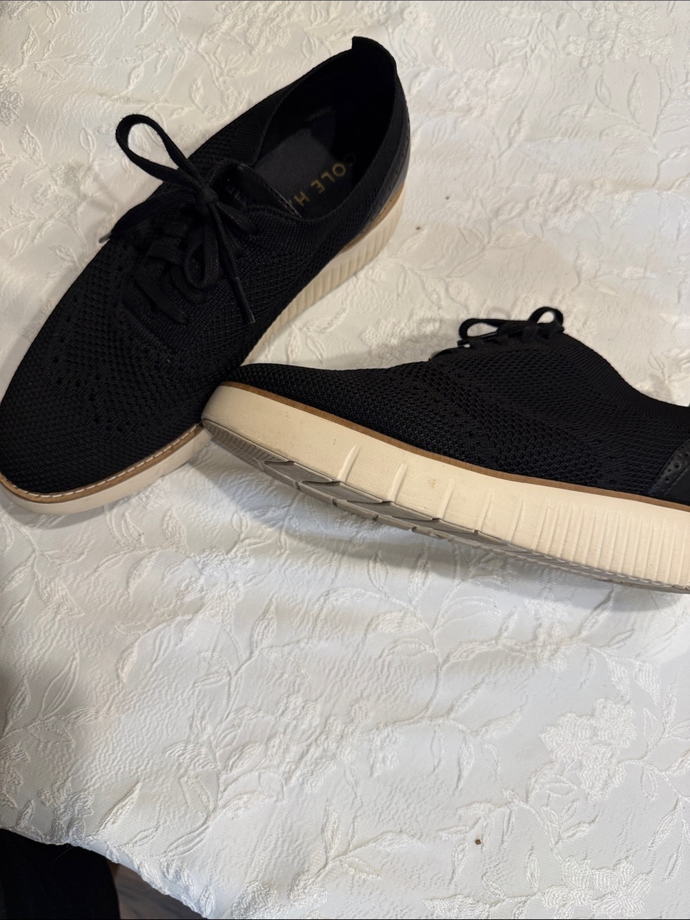 Cole Haan Men’s Black Knit Sneakers with White Trim